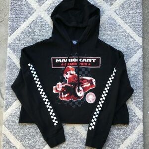 NWT Mario Kart Cropped Black Hoodie, Sz M